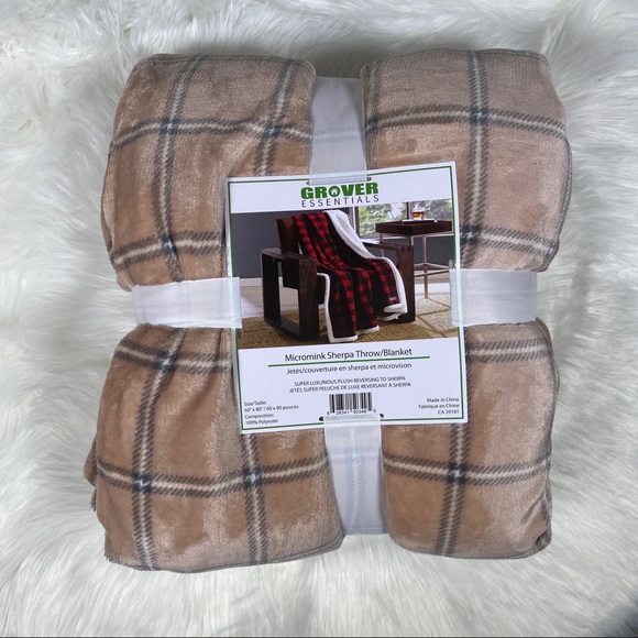 Kate & Co. Other - ✨SALE✨Dusty Rose Plaid Micromink Sherpa Throw